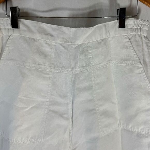 Emerson Fry White Linen/Modal Blend Pull On Crop Pants Sz S - Picture 3 of 8